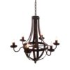 6 Light Metal Chandelier, Hanging Light Fixture With Adjustable Chain For Kitchen, Bulb Not Included - Black - Image 2