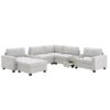 Sectional With Acrylic Table Top U Shaped Couch Set With 2 Consoles USB Charger, Storage Drawers And Pockets Movable Ottoman Tufted Sofa - Light Gray - Image 2