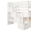 Full Over Full Bunk Bed With Shelves And 6 Storage Drawers - White - Image 5