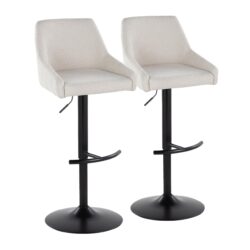 Hannah - Transitional Adjustable Barstool With Swivel With Rounded T Footrest (Set of 2) - Black / Cream