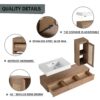 Imitative Wall Mounted Bathroom Vanity With Resin Sink And Side Cabinet, Soft Close Drawers - Imitative Oak - Image 8