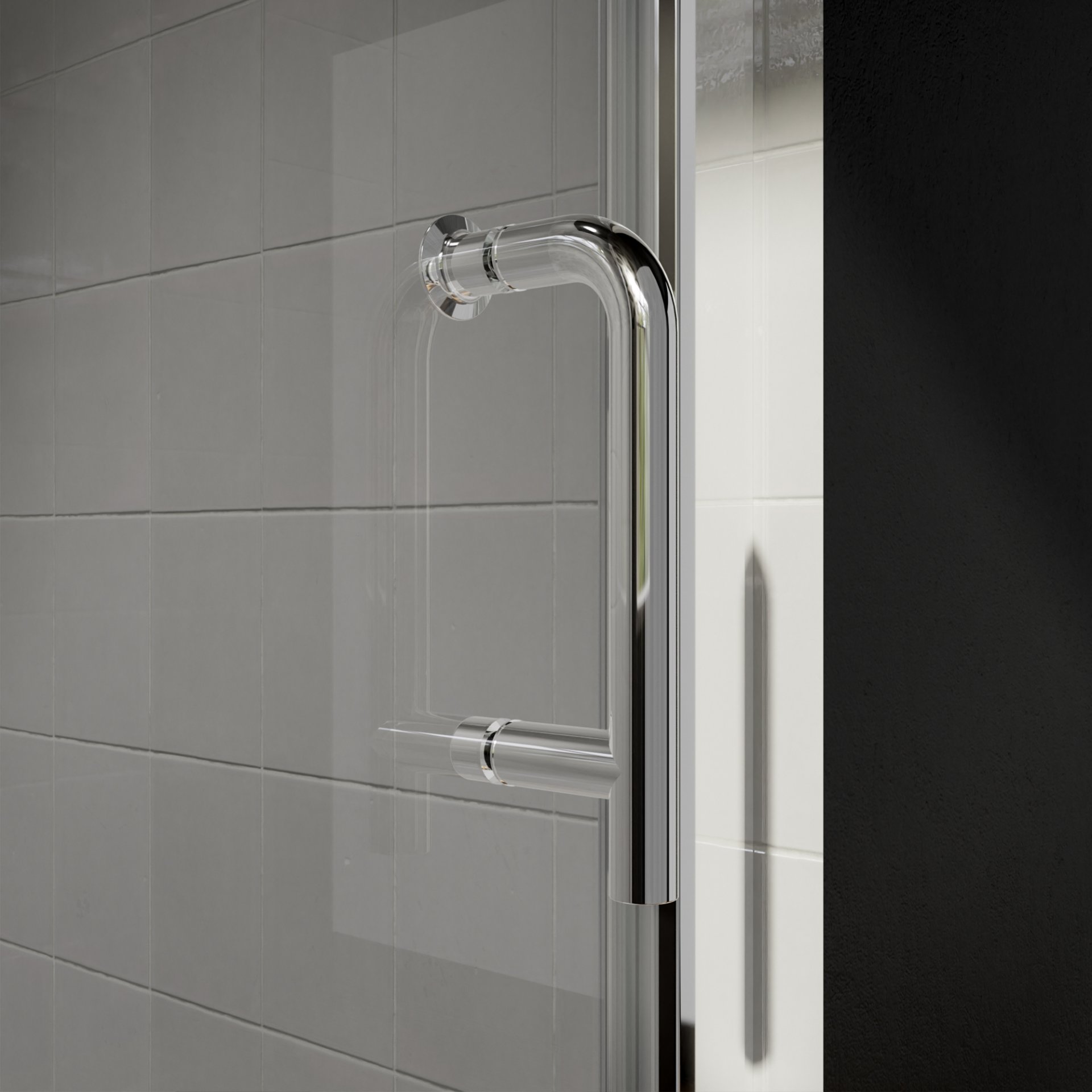 Semi-Frameless Pivot Shower Door In Chrome With Clear Glass - Chrome - Image 10