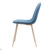 Mid Century Dining Chair (Set of 2) Fabric Upholstered Chair With Light Walnut ed Metal Legs - Muted Blue - Image 7