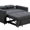 Zoey - Linen Convertible Sleeper Loveseat With Side Pocket - Dark Gray - Image 3