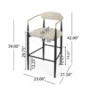 Counter Height Upholstered Bar Stools With Backs And Iron Legs For Kitchen Island (Set of 2) - Beige - Image 3