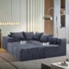 Modern 6 Piece Modular U Shaped Sectional Sofa With Chaise Lounge And Soft Corduroy Upholstery - Gray - Image 7