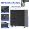 Sturdy Metal Tool Storage Cabinet With Wheels Heavy Duty Garage And Office Organizer, Steel - Brushed Nickel - Image 5