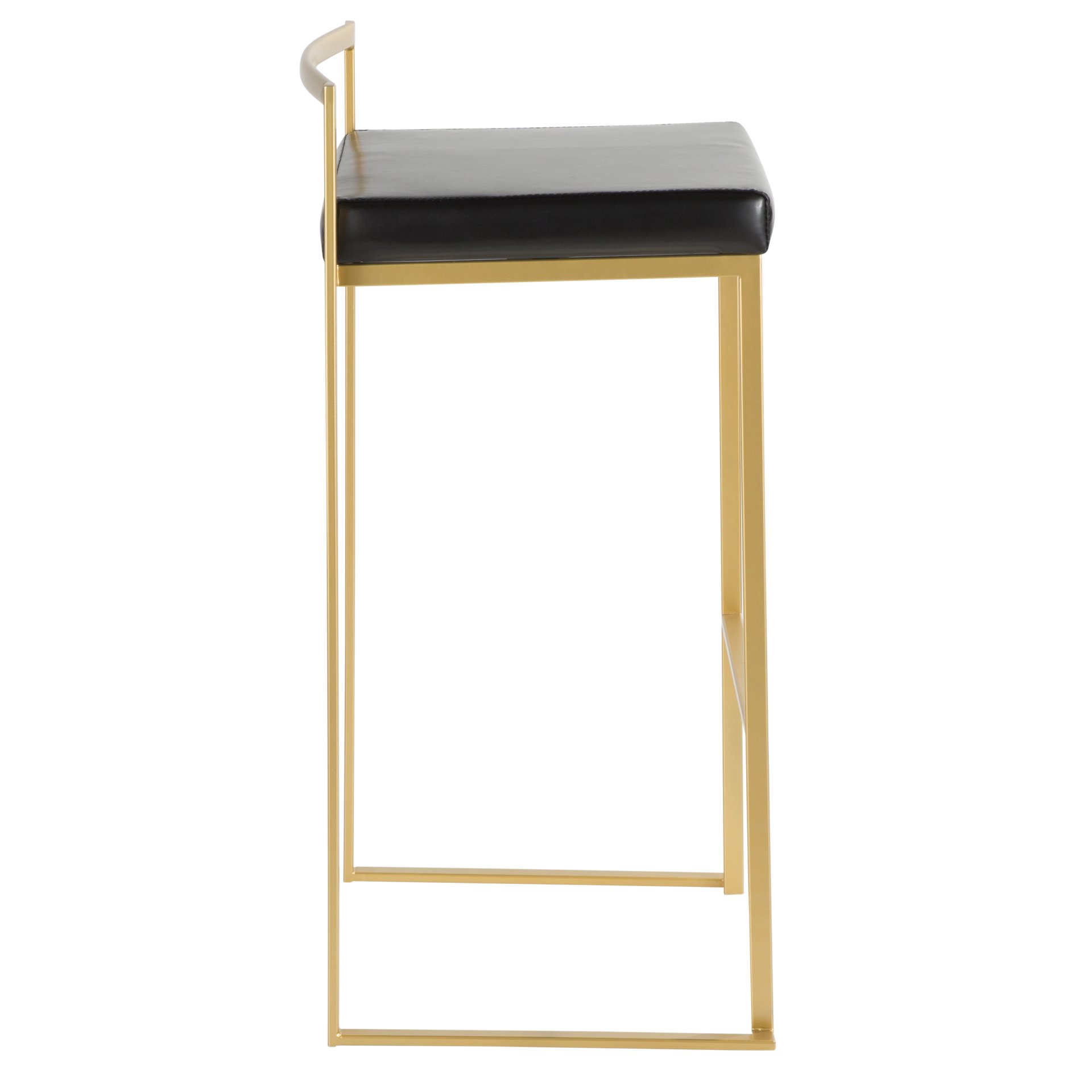 Fuji - Contemporary Barstool (Set of 3) - Black / Gold - Image 3