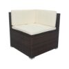 11 Piece Patio Wicker Conversation Set, 10 Seater Patio Sectional Set With 3 Storage Box Under Seat - Brown / White - Image 8