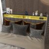 Full Size Bed Frame With LED, Under Bed Storage Drawers, Wings Headboard - Light Gray - Image 4
