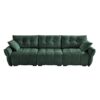 Elegant 3 Seater Sofa Set & Pillows Frame, High Rebound Cushions - Textured Green - Image 9