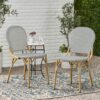 Outdoor Rattan And Aluminum Armless French Bistro Chairs (Set of 2) - Dark Gray - Image 4