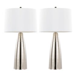 Maya - Contemporary Table Lamp (Set of 2) - Polished Nickel / White