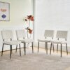 Modern Fabric Upholstered Dining Chair With Black Metal Legs (Set of 4) - Beige - Image 10