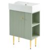 Bathroom Vanity, Combo Cabinet, Bathroom Storage Cabinet, Single Ceramic Sink, Right Side Storage - Green - Image 14