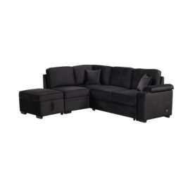 Sleeper Sofa Bed, 2 In 1 Pull Out Sofa Bed L-Shape Couch With Storage Ottoman For Living Room, Bedroom Couch And Small Apartment - Black