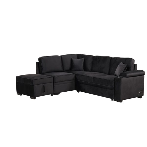 Sleeper Sofa Bed, 2 In 1 Pull Out Sofa Bed L-Shape Couch With Storage Ottoman For Living Room, Bedroom Couch And Small Apartment - Black