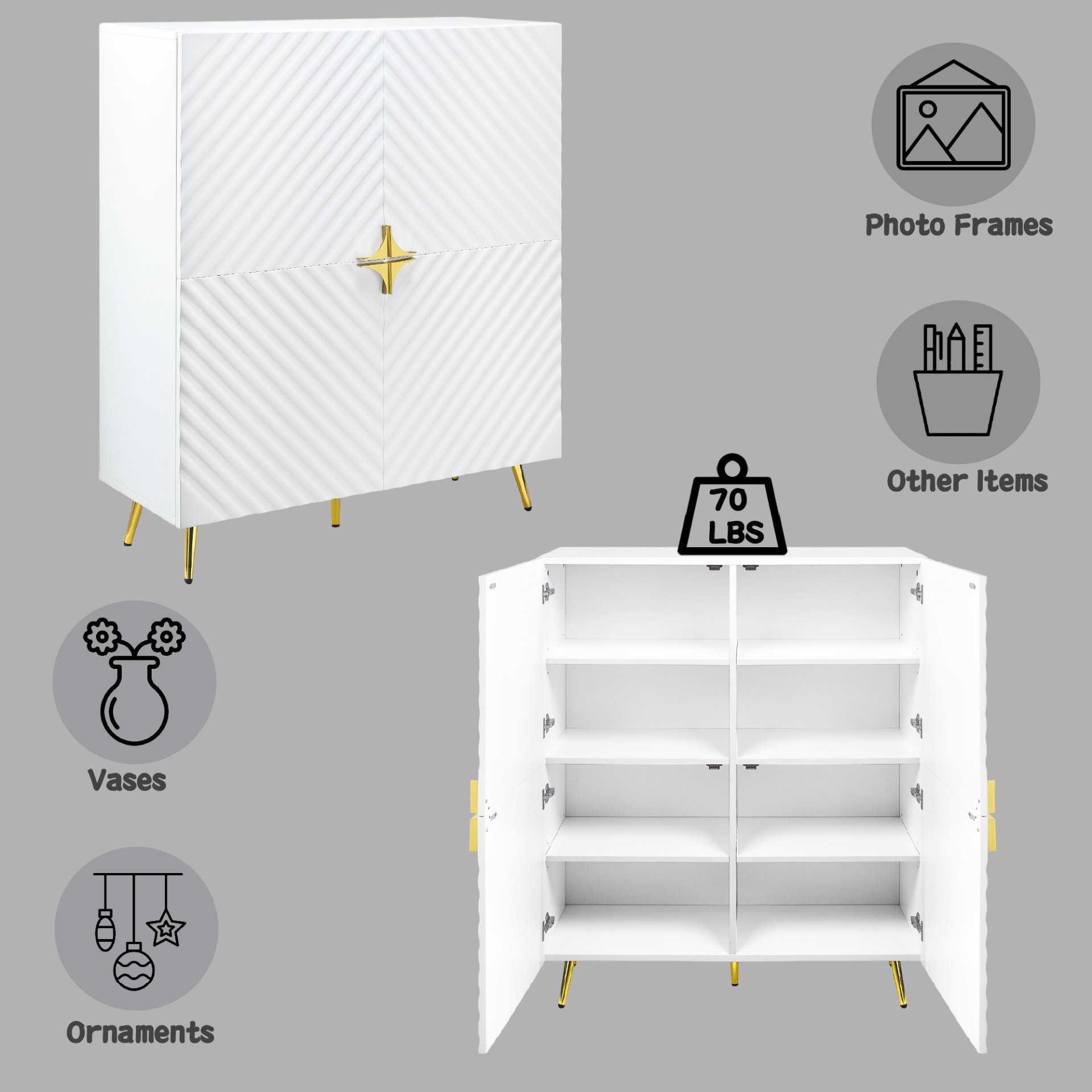 Gaines - High Gloss Accent Cabinet - White - Image 3