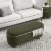 Modern Storage Ottoman Bench Upholstered Seating With Storage - Dark Green - Image 9