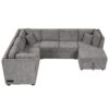 U-Shaped Sectional Sofa Pull Out Sofa Bed With Two USB Ports, Two Power Sockets, Three Back Pillows And A Storage Chaise For Living Room - Light Gray - Image 9