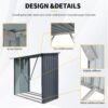 Outdoor Steel Firewood Rack, Open Wood Shed With Sloped Roof For Firewood, Pellet, Or Lumber Storage - Black - Image 6