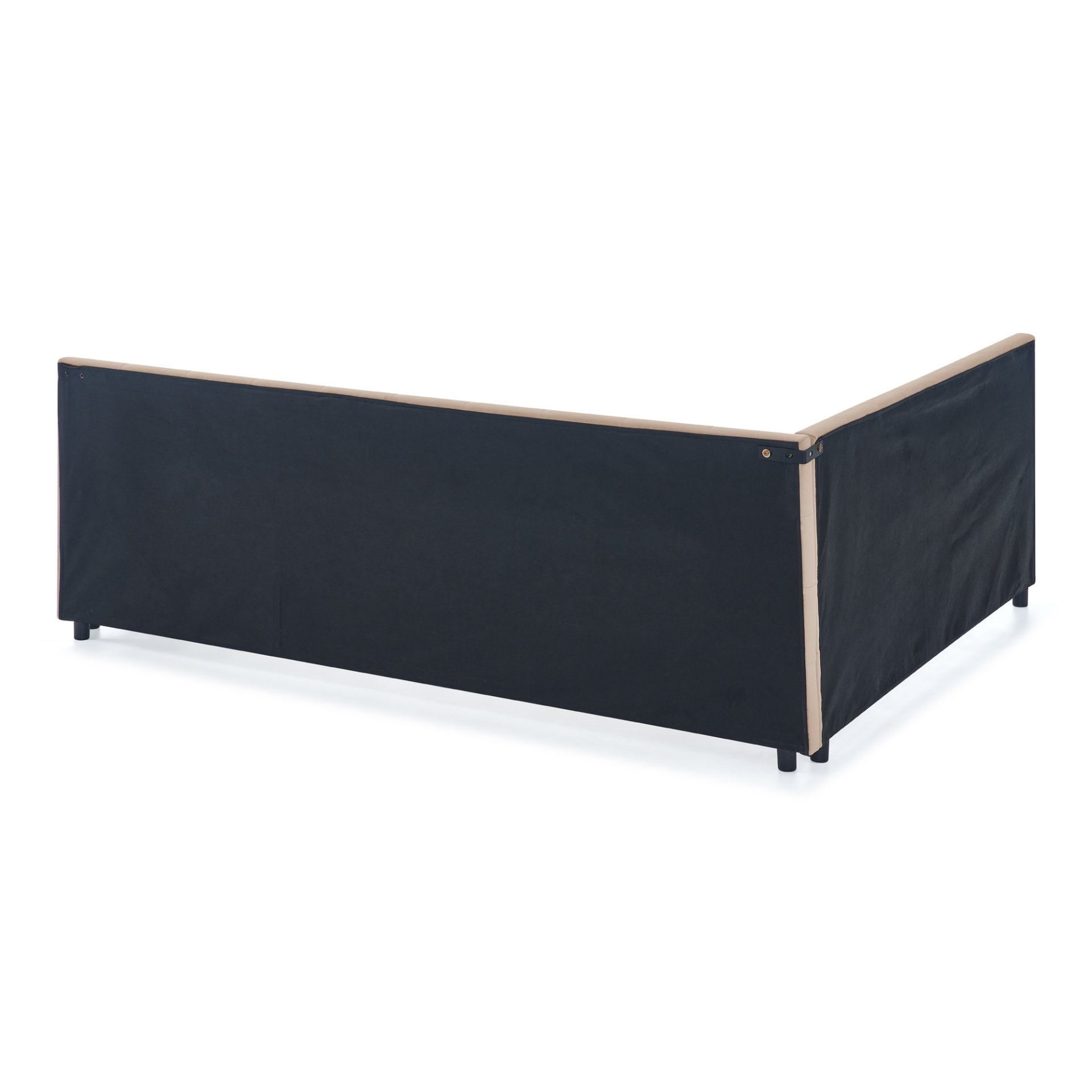 Mid Century Velvet Upholstered Tufted Queen Bed Frame With Backrest And Armrests - Pink - Image 10