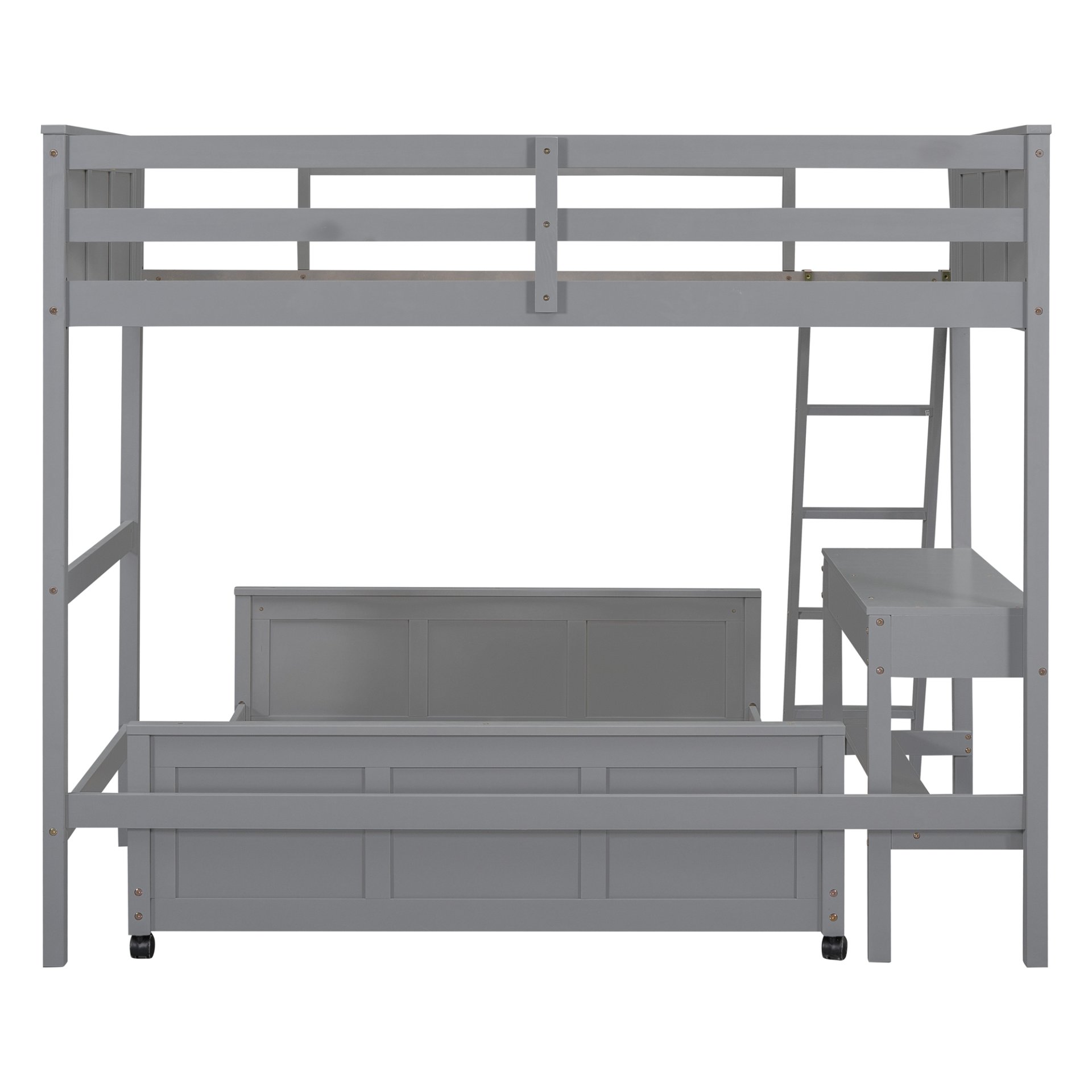 Twin Over Full Bunk Bed With Desk - Gray - Image 7
