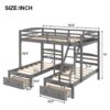 Full Over Twin & Twin Bunk Bed, Triple Bunk Bed With Drawers - Gray - Image 3