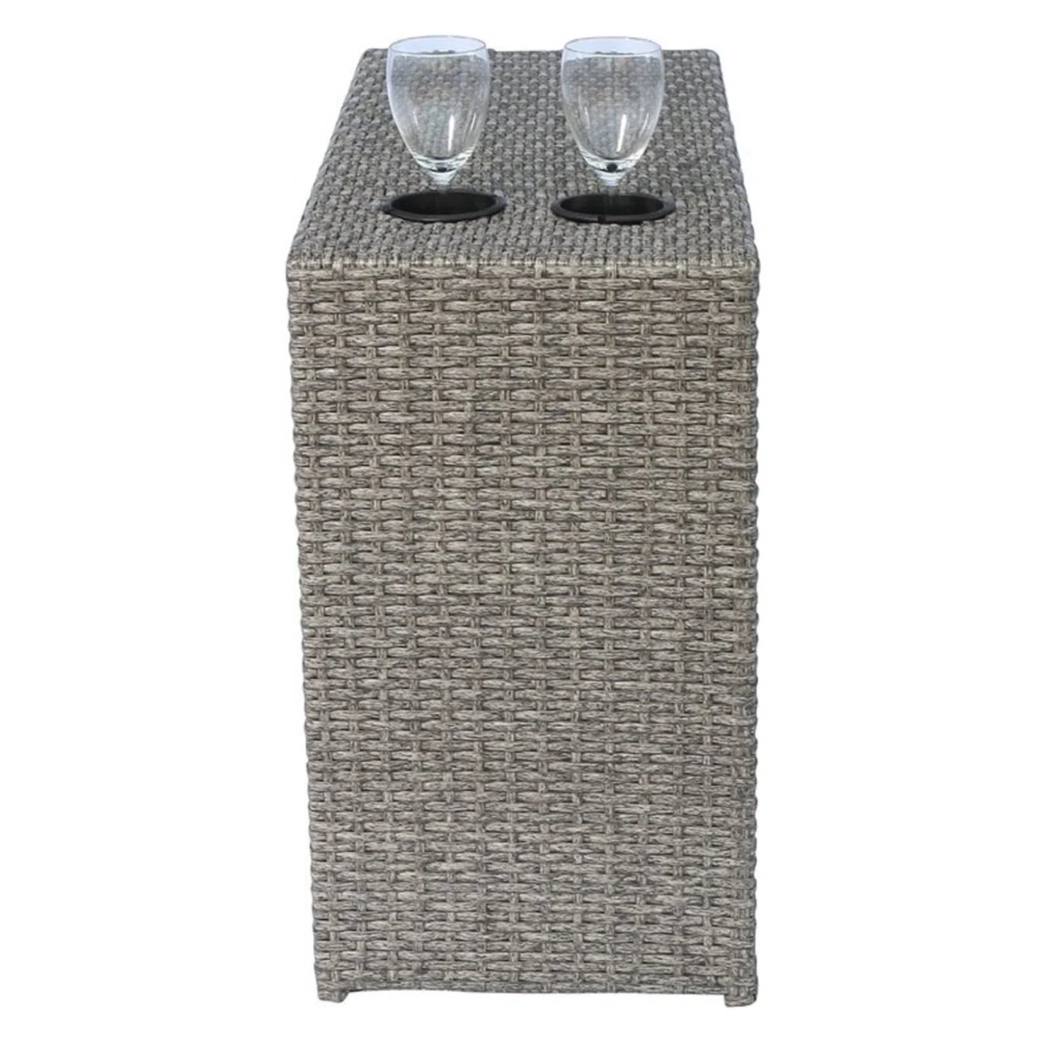 2 Person Wicker Seating Set With Cushions And Glass Top Table - Grey Mix - Image 6