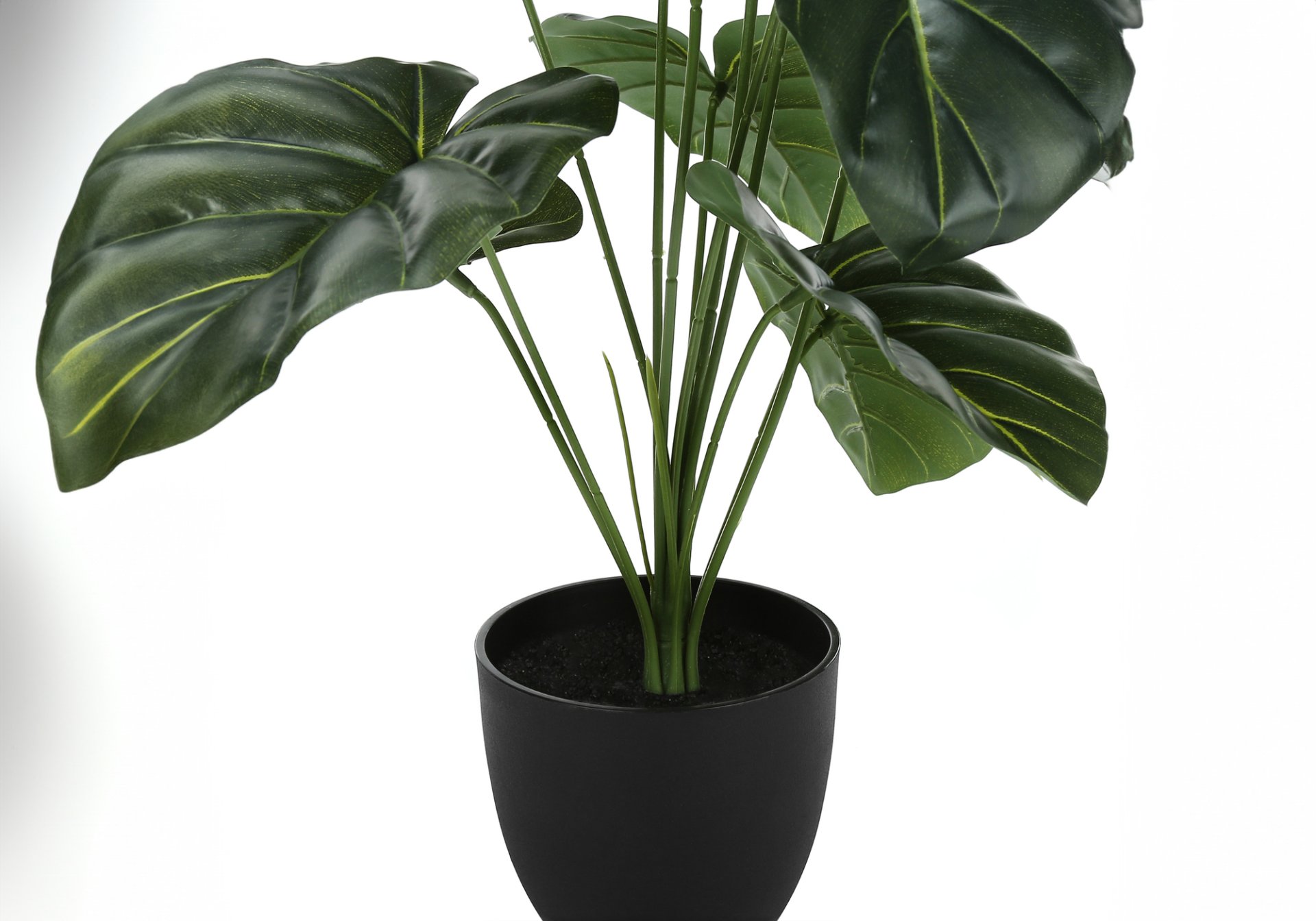 24" Tall, Artificial Plant, Alocasia, Indoor, Faux, Fake, Table, Greenery, Potted, Real Touch, Decorative - Green / Black - Image 3