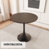 Modern Round Dining Table Set With 2 Chairs Metal Legs, 2 - 4 Person Capacity - Beige / Black - Image 8
