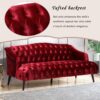 Comfy 3 Seat Sofa With Wooden Legs, For Living Room And Study - Wine Red - Image 16
