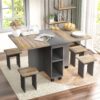 Contemporary 5 Piece Folding Extendable Dining Table Set With Chairs For 4 - Brown - Image 2