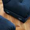 Modern Oversized 2 Seater Sofa With Ottoman Velvet Round Bolster Armrests Waist Pillow And Throw Pillows - Blue - Image 5