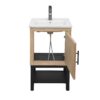 Modern Freestanding Bathroom Vanity With Ceramic Sink, Hot And Cold Faucet, 1 Door Cabinet & Open Iron Shelf, Magnesium Oxide And Iron Frame - Natural - Image 12