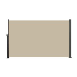 Retractable Side Awning Waterproof And UV Resistant Privacy Screen For Patio Balcony Garden Polyester With Frame - Acacia Wood / Beige