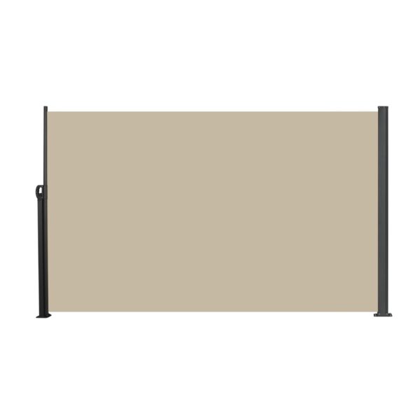 Retractable Side Awning Waterproof And UV Resistant Privacy Screen For Patio Balcony Garden Polyester With Frame - Acacia Wood / Beige