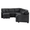 L-Shaped Sofa Sectional Sofa Couch Pull-Out Sofa Bed With Charging Devices And Cup Holders For Living Room - Blue Black - Image 23