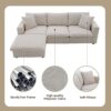 Modern Sectional Sofa With Throw Pillows, Cloud L Shaped Couch Set With Wide 4 Seat Comfy Couch Set With Movable Ottoman - Beige - Image 21