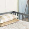 Double Twin Floor Bed With Fence, Guardrails, Without Door - Gray - Image 6
