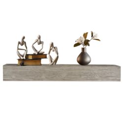 60" Rustic Wood Fireplace Mantel, Wall-Mounted & Floating Shelf For Home Decor - Gray