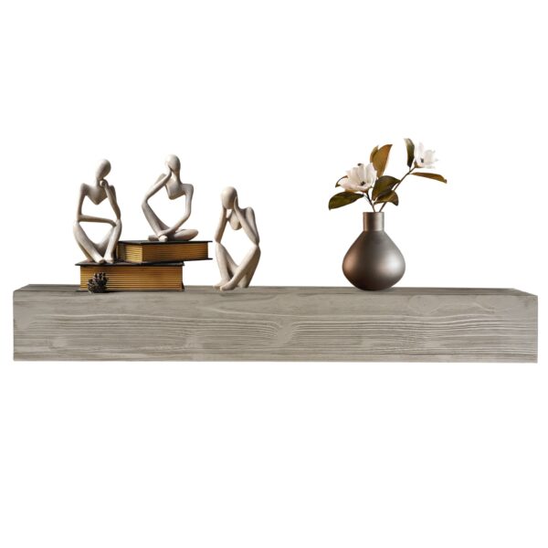 60" Rustic Wood Fireplace Mantel, Wall-Mounted & Floating Shelf For Home Decor - Gray