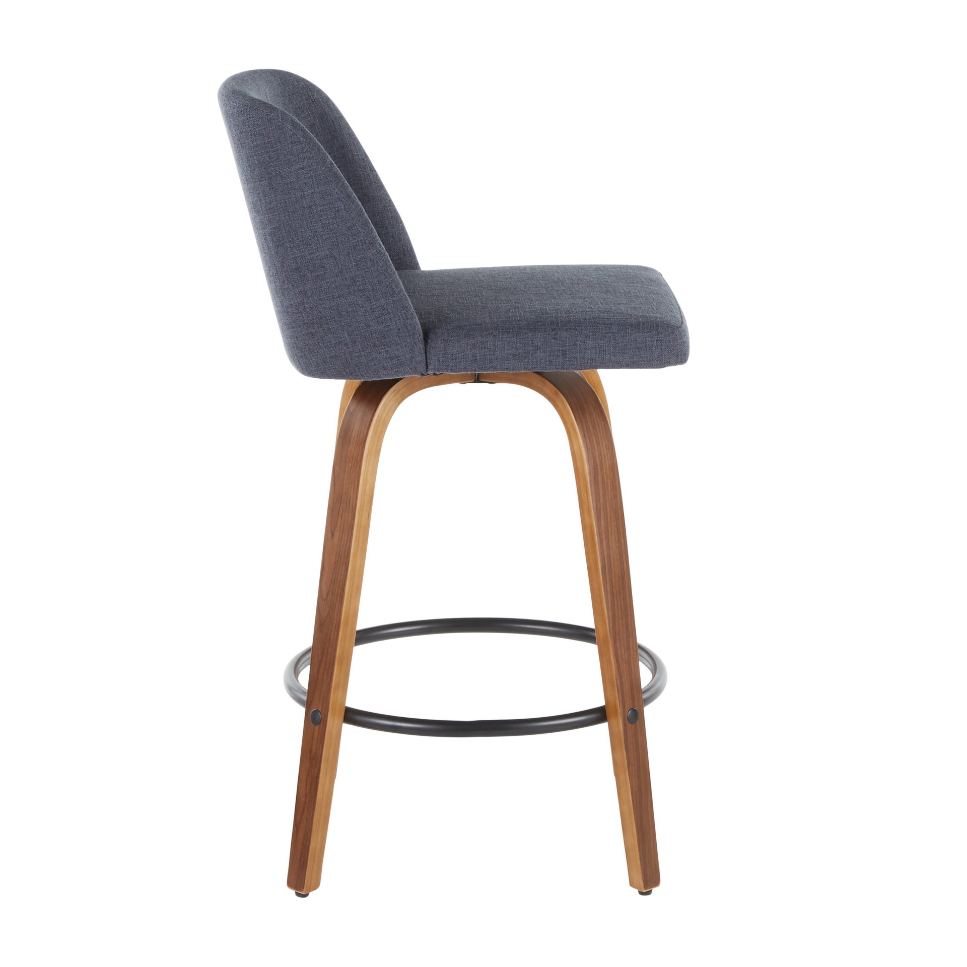 Toriano - Mid-Century Modern, Counter Stool (Set of 2) - Blue / Walnut - Image 3