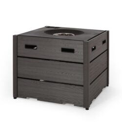 Rustic Style Outdoor Wpc Base Square Propane Fire Pit, 40, 000 Btu - Gray