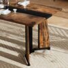 Rustic Rectangular Large Dining Table, Waterproof Desk For 8 People, & Steel With Adjustable Legs - Black / Rustic Brown - Image 10
