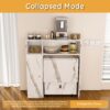 Multifunctional Folding Dining Table With Wall Mounted Sideboard & Storage Space Saving Design - White - Image 15