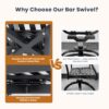 5 Pieces Outdoor Patio Bar Set, Rounded Square Table & 4 Swivel Bar Chairs - Ember Black / Linen Sesame - Image 5