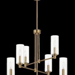 Timeless - 6 Lights Chandelier With Clear Ribbed Satin - Antique Brass / Clear / Gold