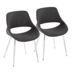 Fabrico - Mid-Century Modern Dining Chair (Set of 2) - Chrome / Charcoal