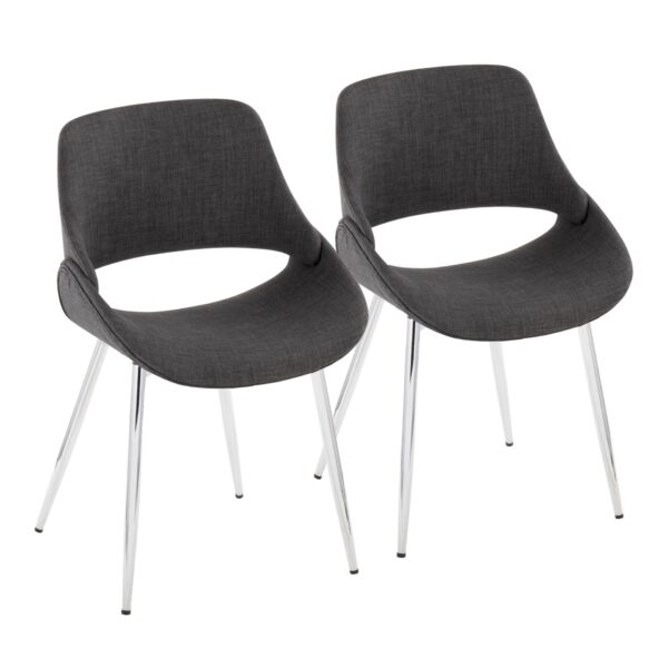 Fabrico - Mid-Century Modern Dining Chair (Set of 2) - Chrome / Charcoal